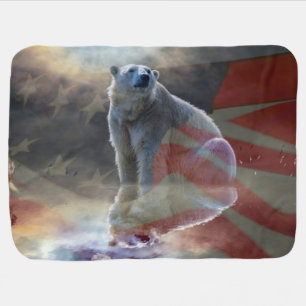Alaskan Polar Bear American Flag Baby Blanket