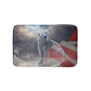 Alaskan Polar Bear American Flag Bath Mat