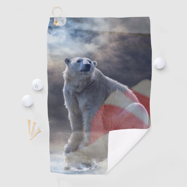 Alaskan Polar Bear American Flag Golf Towel (InSitu)