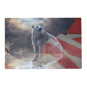 Alaskan Polar Bear American Flag Placemat