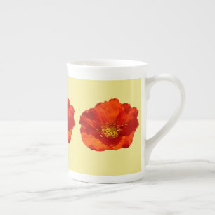 Alaskan Red Poppy Colorful Flower Bone China Mug