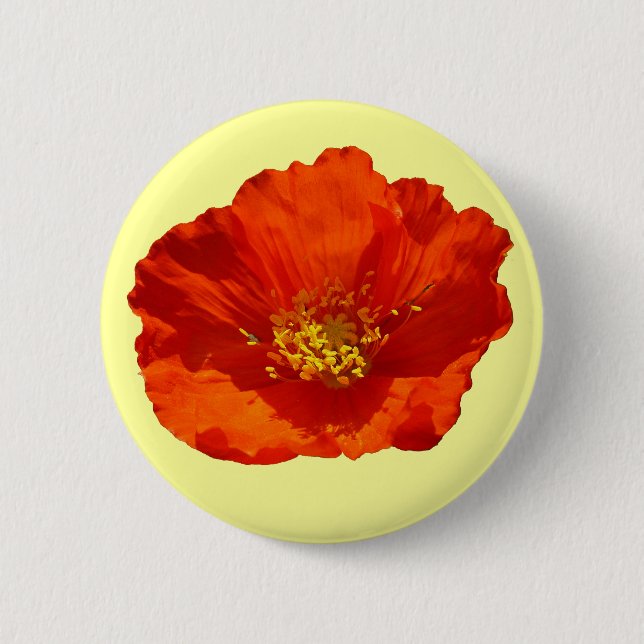 Alaskan Red Poppy Colorful Flower Button (Front)
