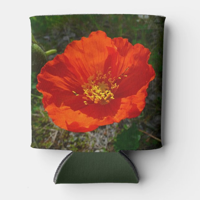 Alaskan Red Poppy Colorful Flower Can Cooler (Front)