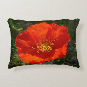 Alaskan Red Poppy Colorful Flower Decorative Pillow