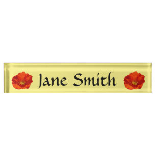Alaskan Red Poppy Colorful Flower Desk Name Plate