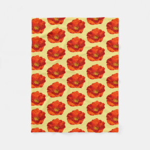 Alaskan Red Poppy Colorful Flower Fleece Blanket