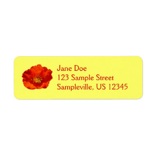 Alaskan Red Poppy Colorful Flower Label