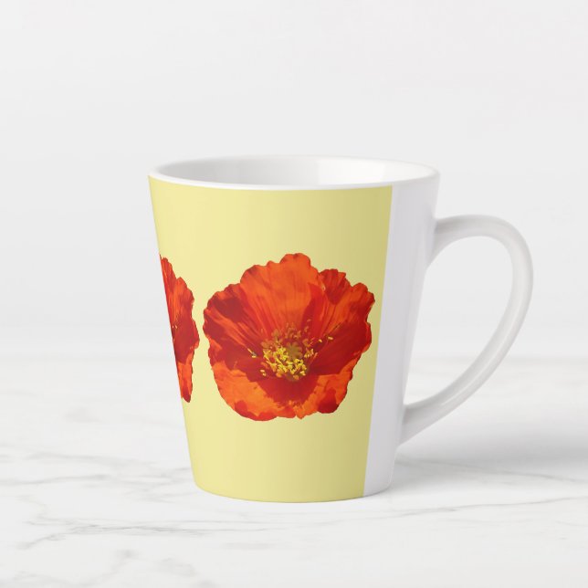 Alaskan Red Poppy Colorful Flower Latte Mug (Right)