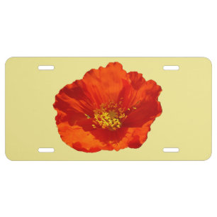 Alaskan Red Poppy Colorful Flower License Plate