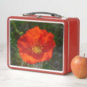 Alaskan Red Poppy Colorful Flower Metal Lunch Box