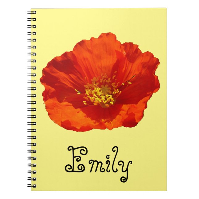 Alaskan Red Poppy Colorful Flower Notebook (Front)