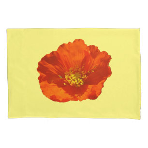 Alaskan Red Poppy Colorful Flower Pillow Case