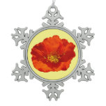Alaskan Red Poppy Colorful Flower Snowflake Pewter Christmas Ornament