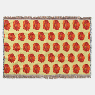 Alaskan Red Poppy Colorful Flower Throw Blanket
