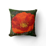 Alaskan Red Poppy Colorful Flower Throw Pillow