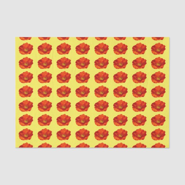 Alaskan Red Poppy Colorful Flower Tissue Paper (Front)