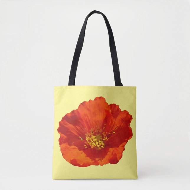 Alaskan Red Poppy Colorful Flower Tote Bag (Front)
