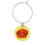 Alaskan Red Poppy Colorful Flower Wine Glass Charm