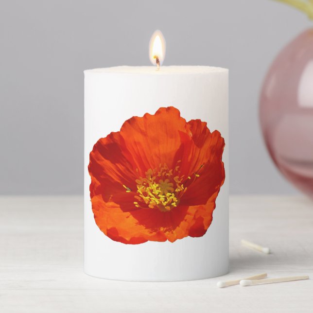 Alaskan Red Poppy Pillar Candle (In Situ)