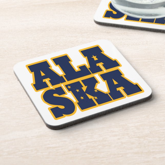 Alaskan State flag text Beverage Coaster (Left Side)