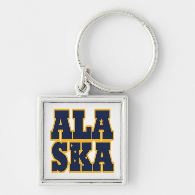 Alaskan State flag text Keychain (Front)