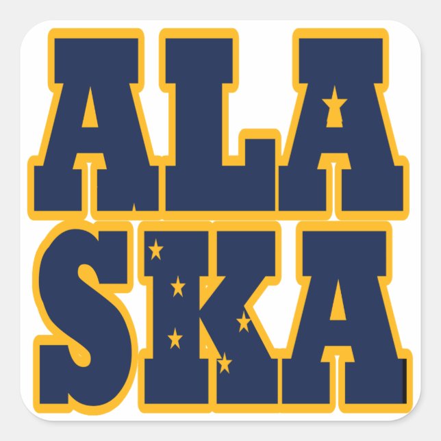 Alaskan State flag text Square Sticker (Front)