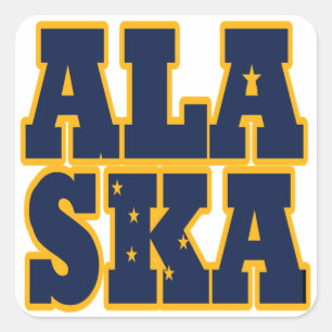 Alaskan State flag text Square Sticker