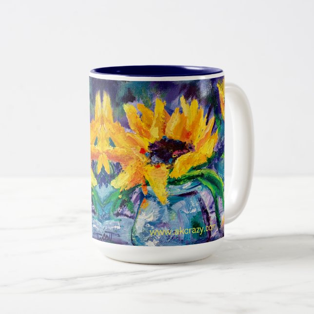 Alaskan Sunflower Blues 15oz Coffee Mug (Front Right)