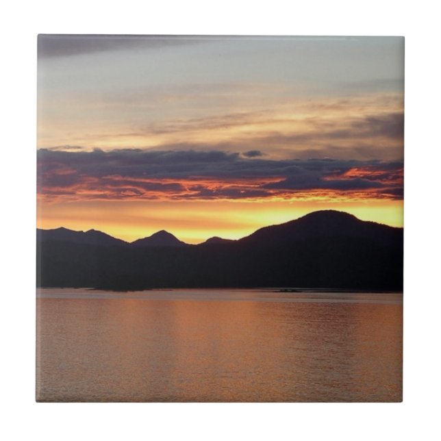 Alaskan Sunset I Beautiful Alaska Photography Ceramic Tile (Front)