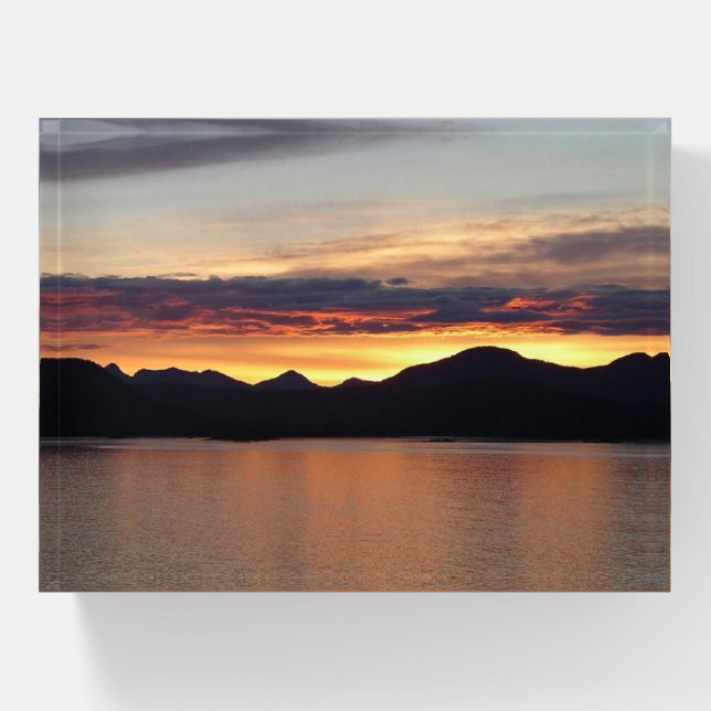 Alaskan Sunset I Beautiful Alaska Photography Paperweight (Front)