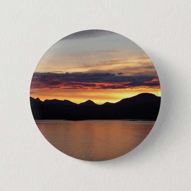 Alaskan Sunset I Beautiful Alaska Photography Pinback Button (Front)