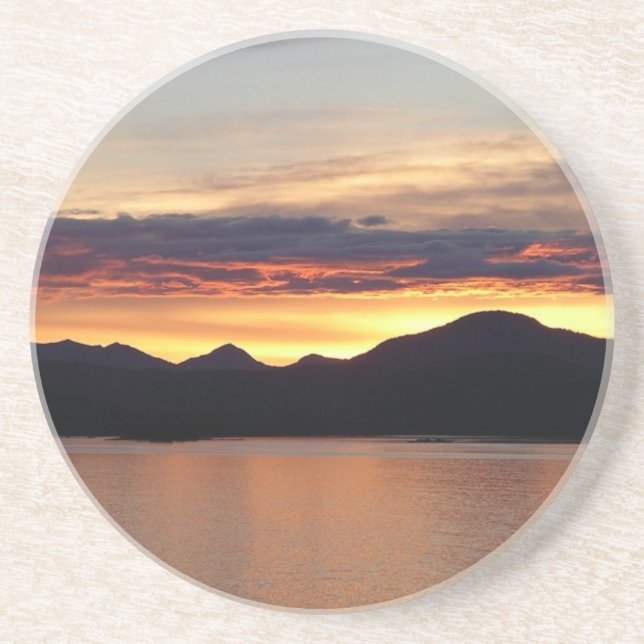 Alaskan Sunset I Beautiful Alaska Photography Sandstone Coaster (Front)