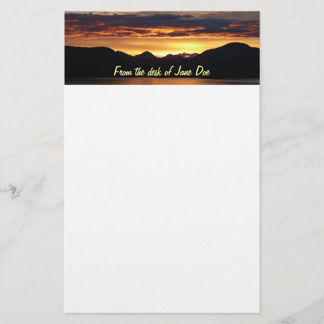 Alaskan Sunset I Beautiful Alaska Photography Stationery (Front)