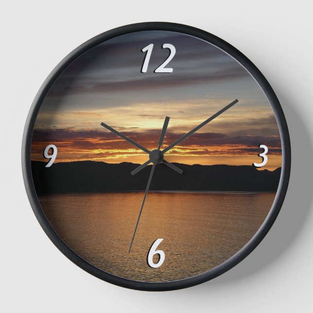 Alaskan Sunset II Beautiful Alaska Photography Clock (Front)
