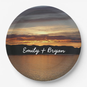 Alaskan Sunset II Beautiful Alaska Photography Paper Plates