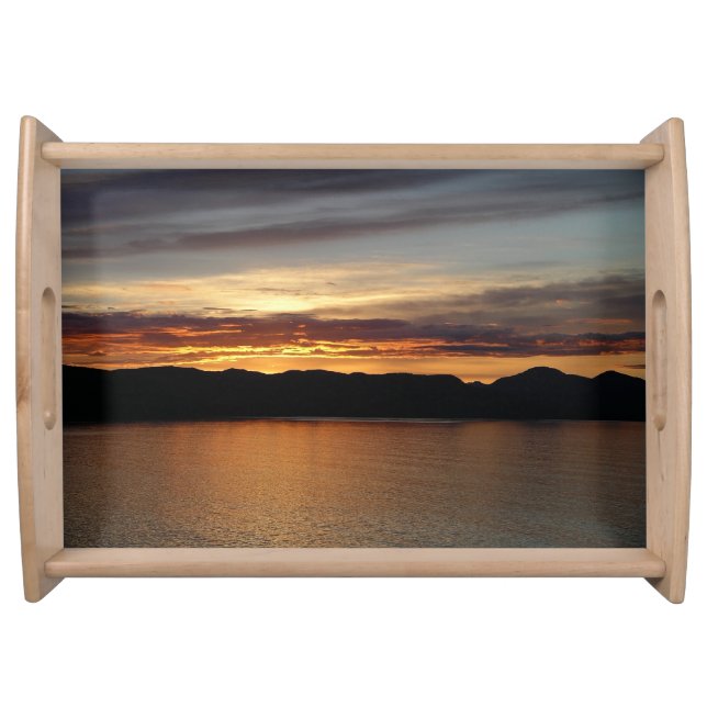 Alaskan Sunset II Beautiful Alaska Photography Serving Tray (Front)