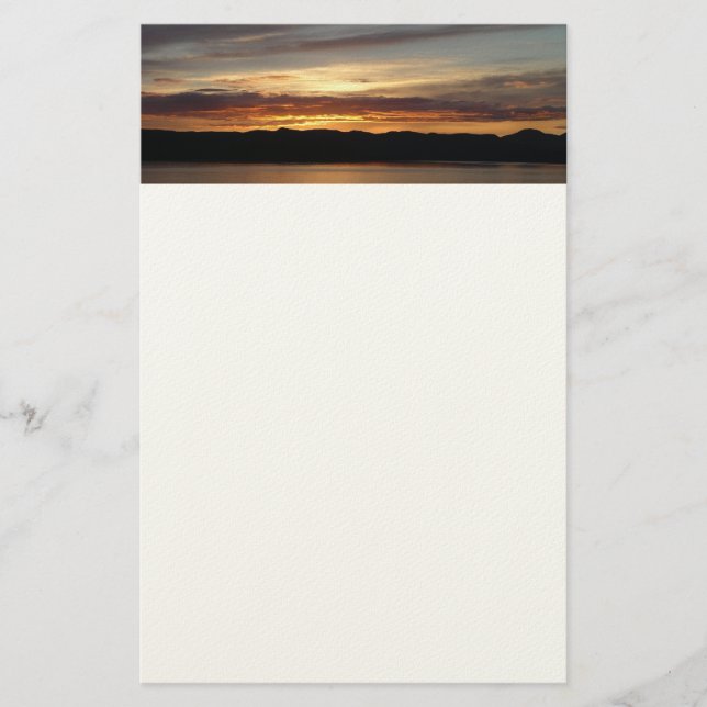 Alaskan Sunset II Beautiful Alaska Photography Stationery (Front)