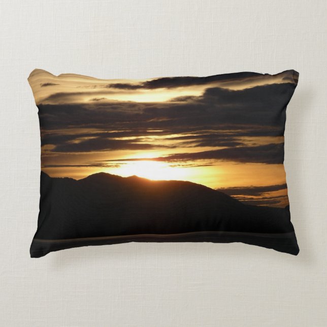 Alaskan Sunset III Beautiful Alaska Photography Accent Pillow (Front)