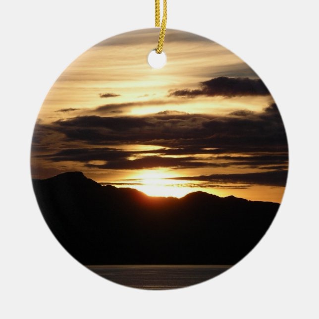 Alaskan Sunset III Beautiful Alaska Photography Ceramic Ornament (Front)