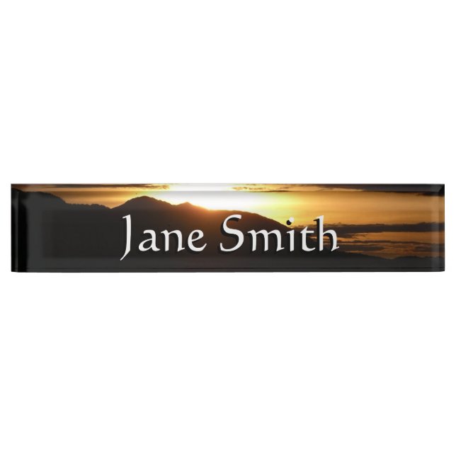 Alaskan Sunset III Beautiful Alaska Photography Desk Name Plate (Front)