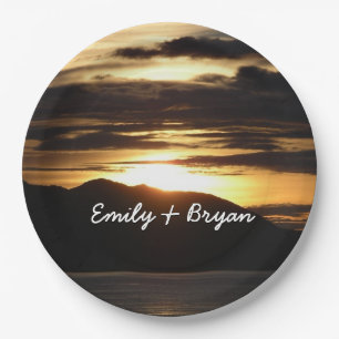 Alaskan Sunset III Beautiful Alaska Photography Paper Plates