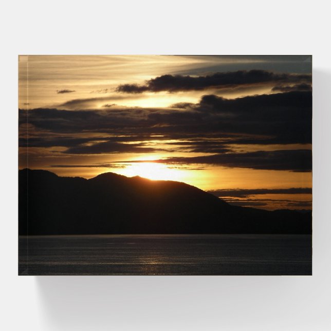 Alaskan Sunset III Beautiful Alaska Photography Paperweight (Front)