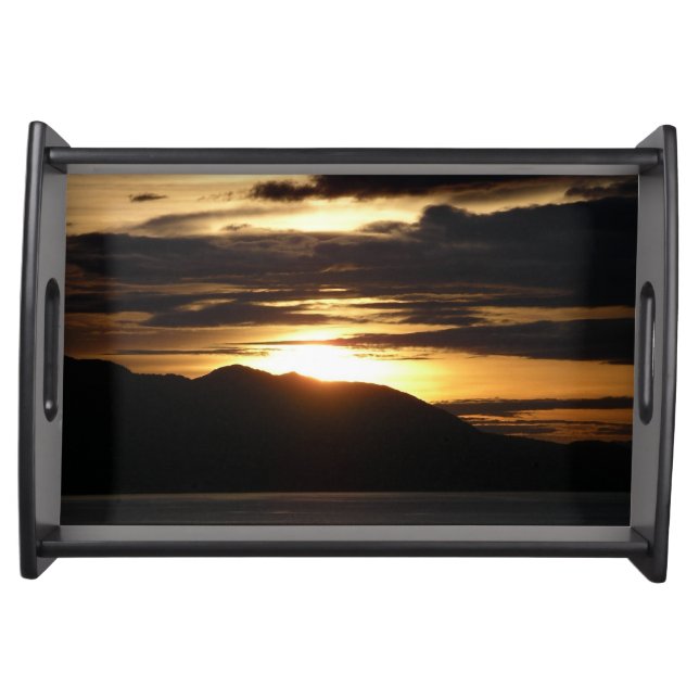 Alaskan Sunset III Beautiful Alaska Photography Serving Tray (Front)