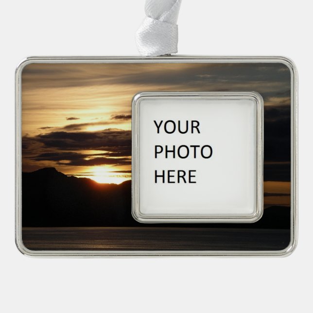 Alaskan Sunset III Beautiful Alaska Photography Silver Plated Framed Ornament (Front)