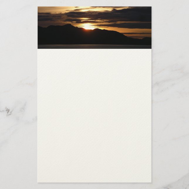 Alaskan Sunset III Beautiful Alaska Photography Stationery (Front)