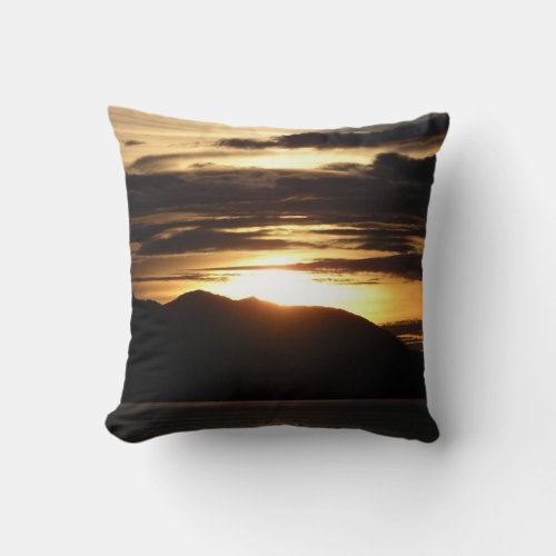 Alaskan Sunset III Beautiful Alaska Photography Throw Pillow