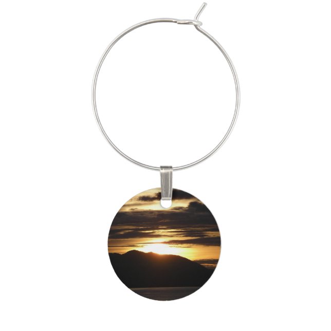 Alaskan Sunset III Beautiful Alaska Photography Wine Charm (Front)