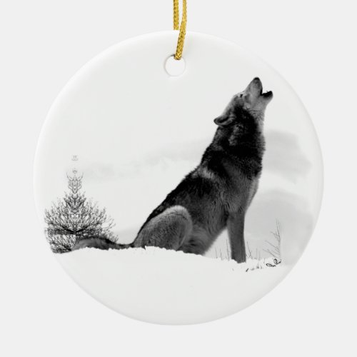 Alaskan Timber Wolf Ceramic Ornament