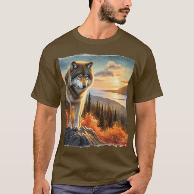 Alaskan Timber Wolf Fall Season Mens T-Shirt (Front)