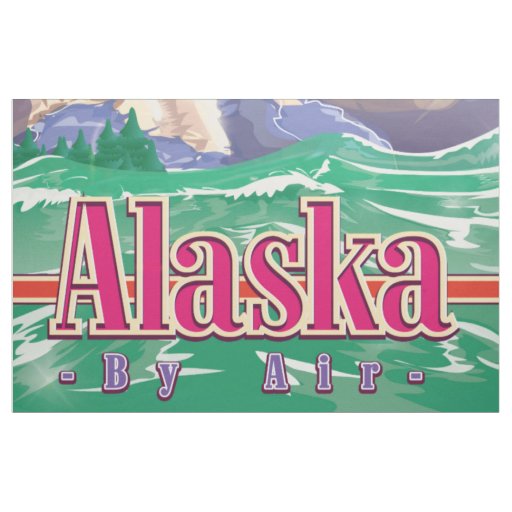 Alaskan vintage travel poster. fabric